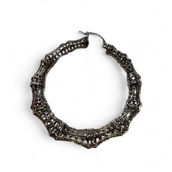 Silver Hoop Earrings - Picture 6 of 11